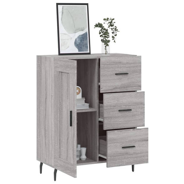 The Living Store Dressoir - 69.5 x 34 x 90 cm - Grijs Sonoma Eiken