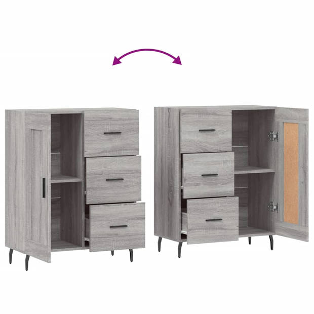 The Living Store Dressoir - 69.5 x 34 x 90 cm - Grijs Sonoma Eiken