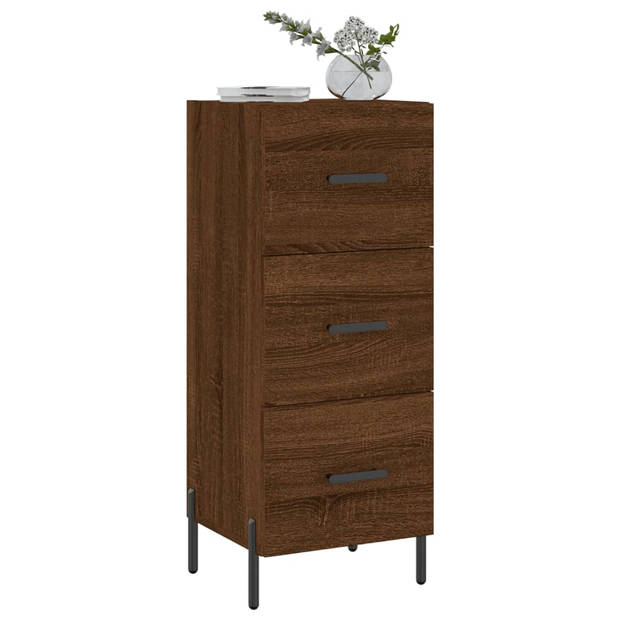 The Living Store Dressoir Bruineiken - Bijzetkast 3 lades - 34.5 x 34 x 90 cm - Duurzaam hout/metaal