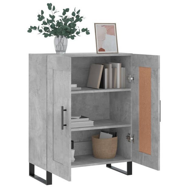 The Living Store-Dressoir-69-5x34x90-cm-bewerkt-hout-betongrijs - Keukenkast