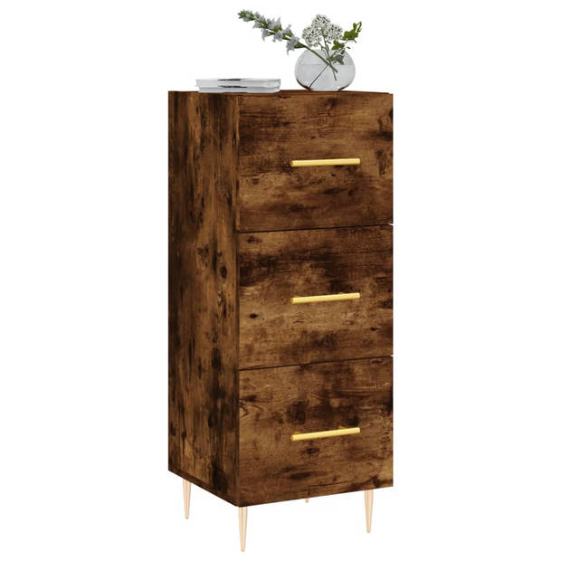 The Living Store Dressoir - Bijzetkast - 34.5 x 34 x 90 cm - Gerookt eiken