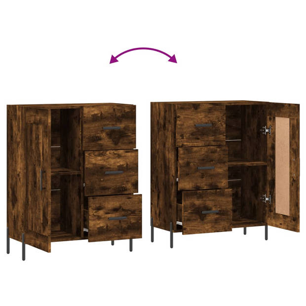 The Living Store Dressoir - Gerookt eiken - 69.5 x 34 x 90 cm - Duurzaam - Opbergruimte - Display functie