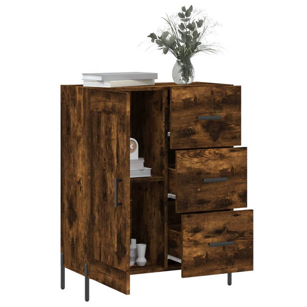 The Living Store Dressoir - Gerookt eiken - 69.5 x 34 x 90 cm - Duurzaam - Opbergruimte - Display functie