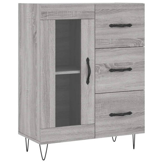 The Living Store Opbergkast Dressoir 69.5x34x180 cm - Grijs Sonoma Eiken - Duurzaam Materiaal