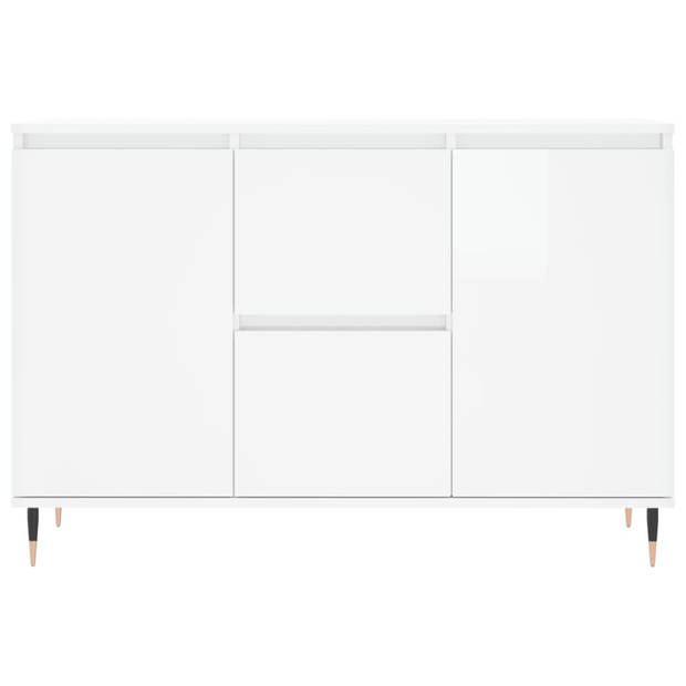 The Living Store Dressoir - Opbergkast - Afmetingen- 104 x 35 x 70 cm - Kleur- Hoogglans wit