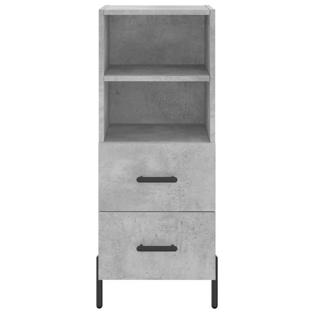 The Living Store Dressoir Betongrijs Bewerkt Hout - 34.5 x 34 x 90 cm - Metalen Poten