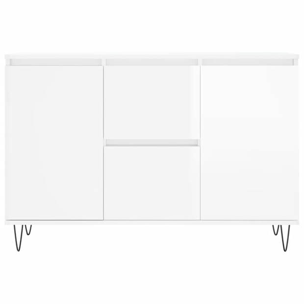 The Living Store Dressoir - Wit - 104 x 35 x 70 cm - Bewerkt hout en ijzer