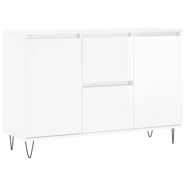 The Living Store Dressoir - Wit - 104 x 35 x 70 cm - Bewerkt hout en ijzer