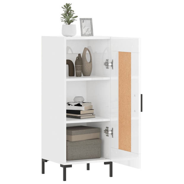 The Living Store Dressoir Retro - Hoogglans wit - 34.5 x 34 x 90 cm - Opbergruimte - Displayfunctie
