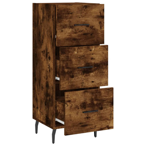 The Living Store Modern Dressoir - Bijzetkast - Gerookt Eiken - 34.5 x 34 x 90 cm - 3 Lades