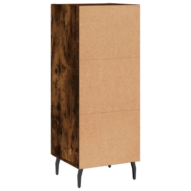 The Living Store Modern Dressoir - Bijzetkast - Gerookt Eiken - 34.5 x 34 x 90 cm - 3 Lades