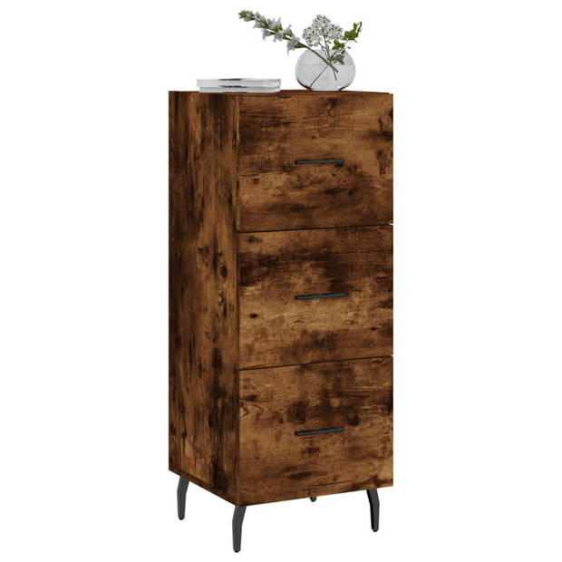 The Living Store Modern Dressoir - Bijzetkast - Gerookt Eiken - 34.5 x 34 x 90 cm - 3 Lades