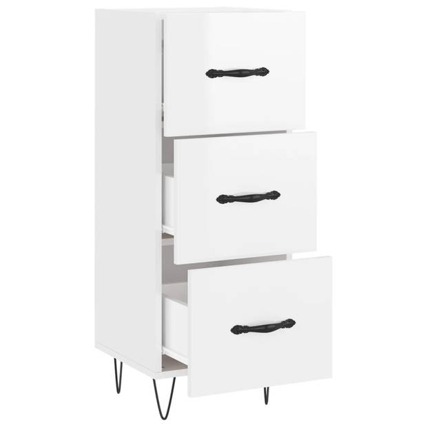 The Living Store Dressoir - Bijzetkast - 34.5 x 34 x 90 cm - Hoogglans wit