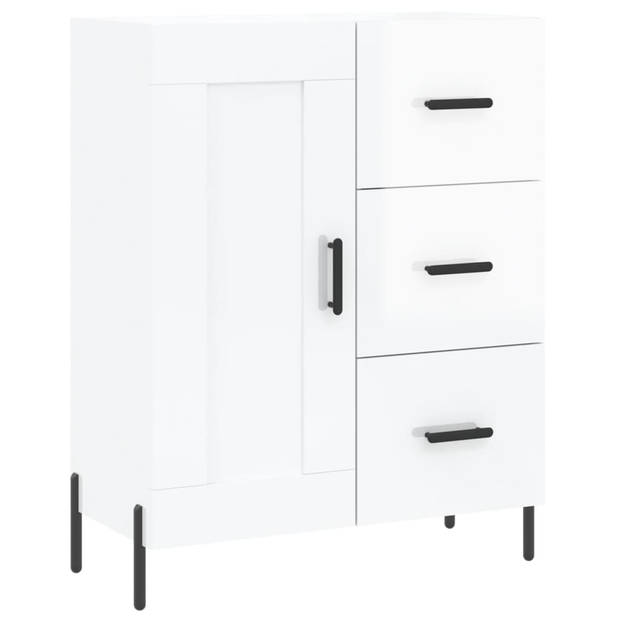 The Living Store Dressoir - Hoogglans wit - 69.5 x 34 x 90 cm - Duurzaam hout en metaal