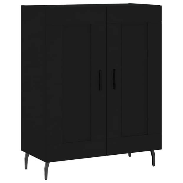 The Living Store Hoge Kast - Dressoir en Opzetkast - 69.5 x 34 x 180 cm - Zwart