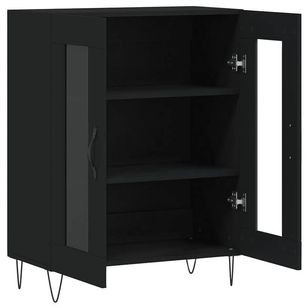 The Living Store Dressoir Klassiek - Zwart - 69.5 x 34 x 90 cm - Glas Ontwerp