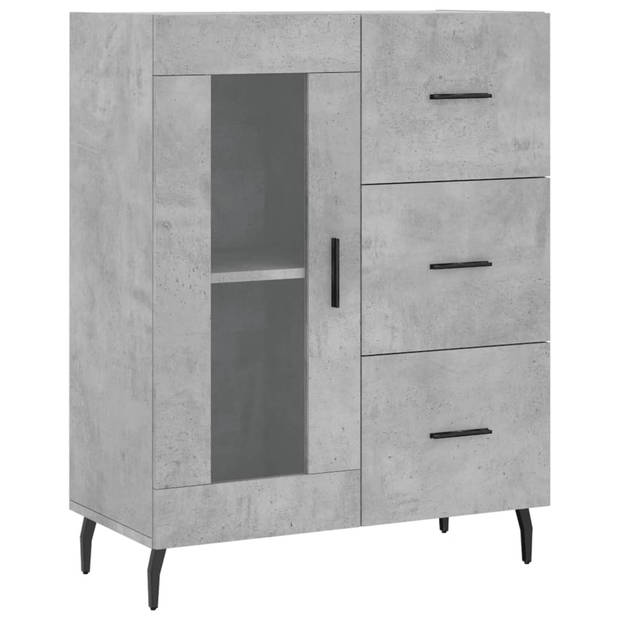 The Living Store-Dressoir-69-5x34x90-cm-bewerkt-hout-betongrijs - Keukenkast