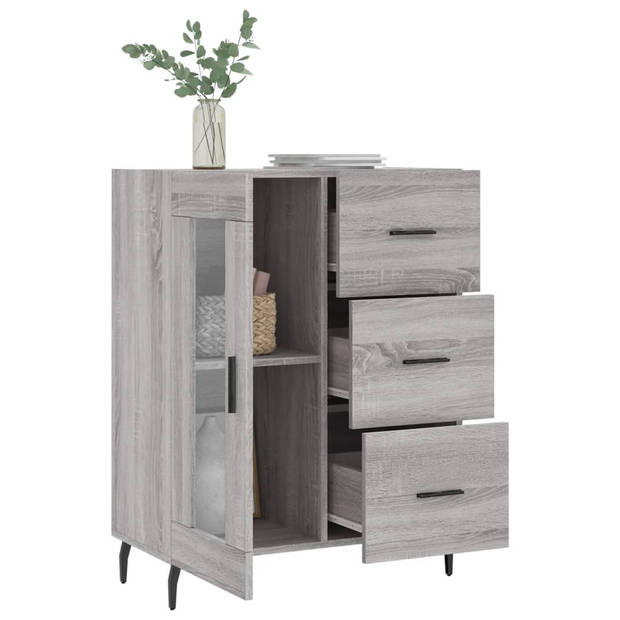 The Living Store Dressoir - klassiek - Meubelen - 69.5 x 34 x 90 cm - Grijs Sonoma eiken