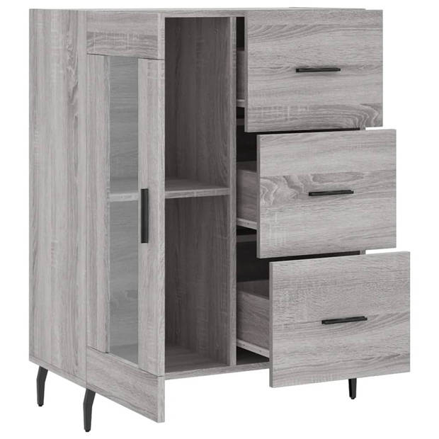 The Living Store Dressoir - klassiek - Meubelen - 69.5 x 34 x 90 cm - Grijs Sonoma eiken