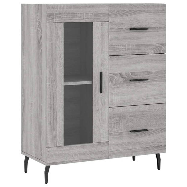 The Living Store Dressoir - klassiek - Meubelen - 69.5 x 34 x 90 cm - Grijs Sonoma eiken