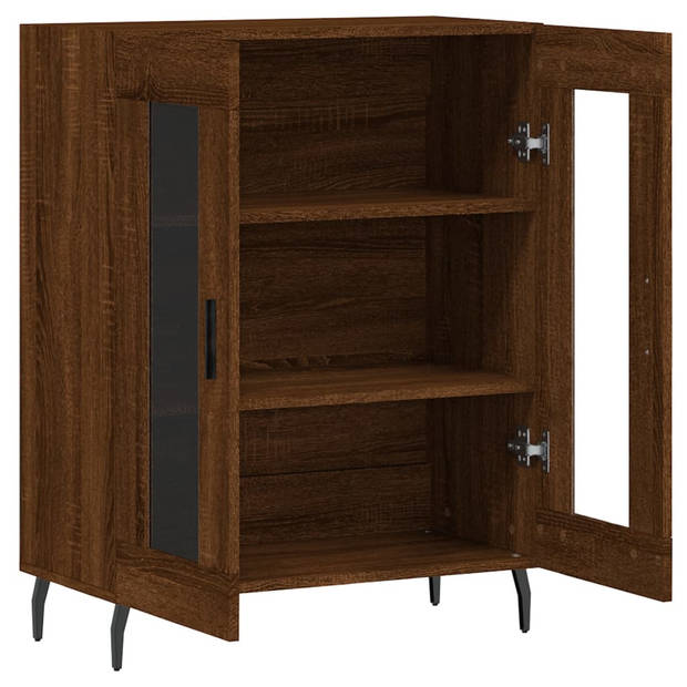 The Living Store Dressoir Classic - Bruineiken - 69.5x34x90 cm - Glasdesign - Duurzaam materiaal