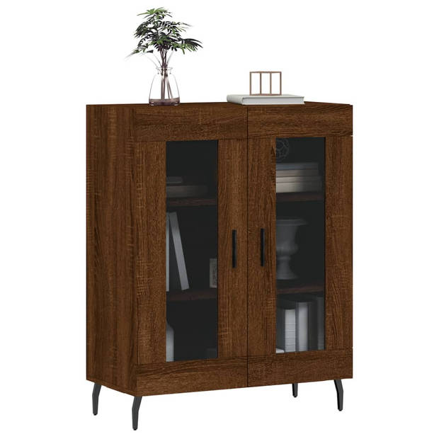 The Living Store Dressoir Classic - Bruineiken - 69.5x34x90 cm - Glasdesign - Duurzaam materiaal