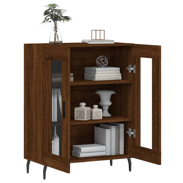 The Living Store Dressoir Classic - Bruineiken - 69.5x34x90 cm - Glasdesign - Duurzaam materiaal