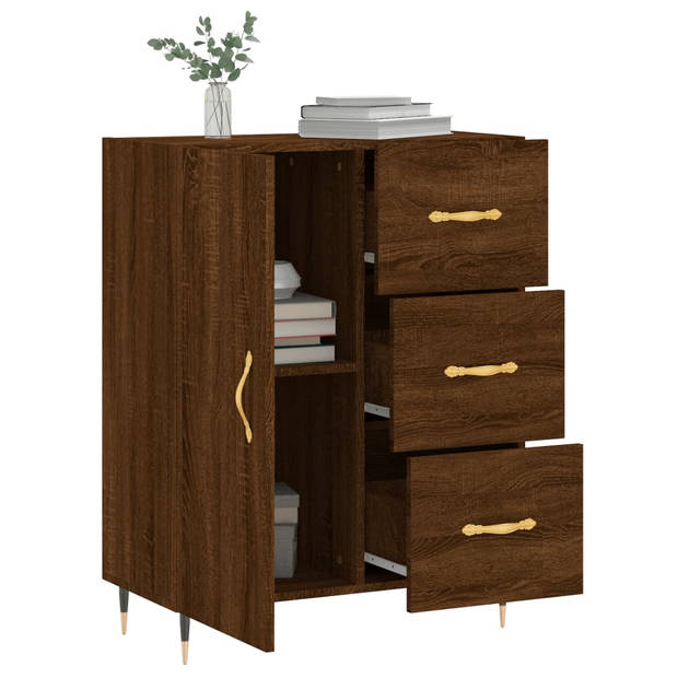 The Living Store Dressoir Vintage - Bruineiken - 69.5 x 34 x 90 cm