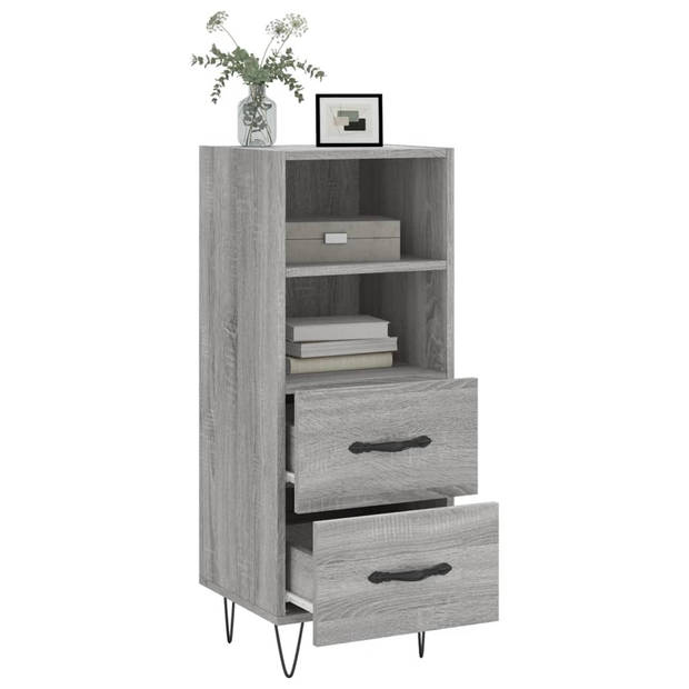 The Living Store Dressoir - naam - Meubel - 34.5 x 34 x 90 cm - Grijs Sonoma Eiken