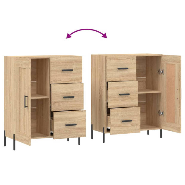 The Living Store Dressoir - Klassiek - Meubel - Afmetingen- 69.5 x 34 x 90 cm - Kleur- Sonoma eiken