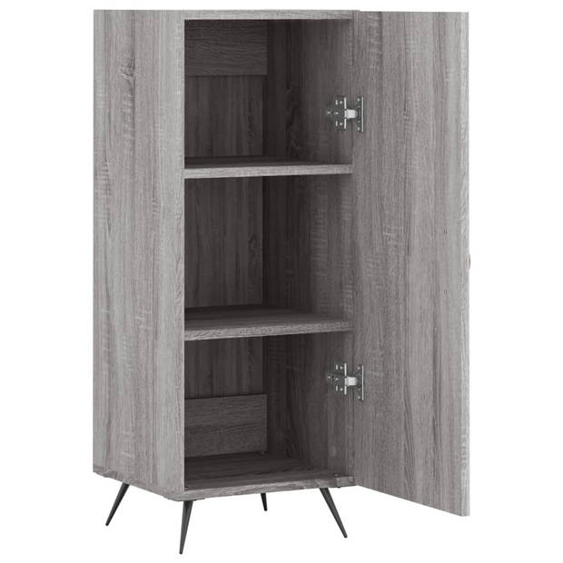 The Living Store-Dressoir-34-5x34x90-cm-bewerkt-hout-grijs-sonoma-eikenkleurig - Keukenkast