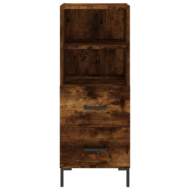 The Living Store Dressoir Gerookt Eiken - 34.5 x 34 x 90 cm - Duurzaam hout/metaal