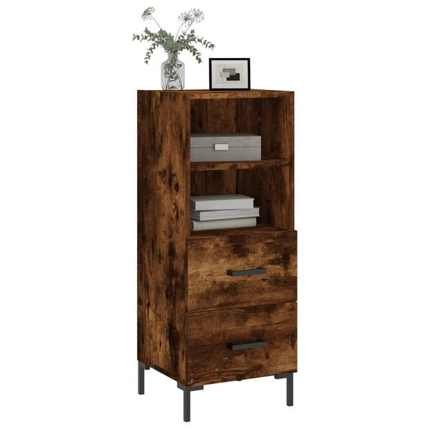 The Living Store Dressoir Gerookt Eiken - 34.5 x 34 x 90 cm - Duurzaam hout/metaal