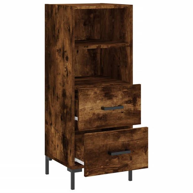 The Living Store Dressoir Gerookt Eiken - 34.5 x 34 x 90 cm - Duurzaam hout/metaal