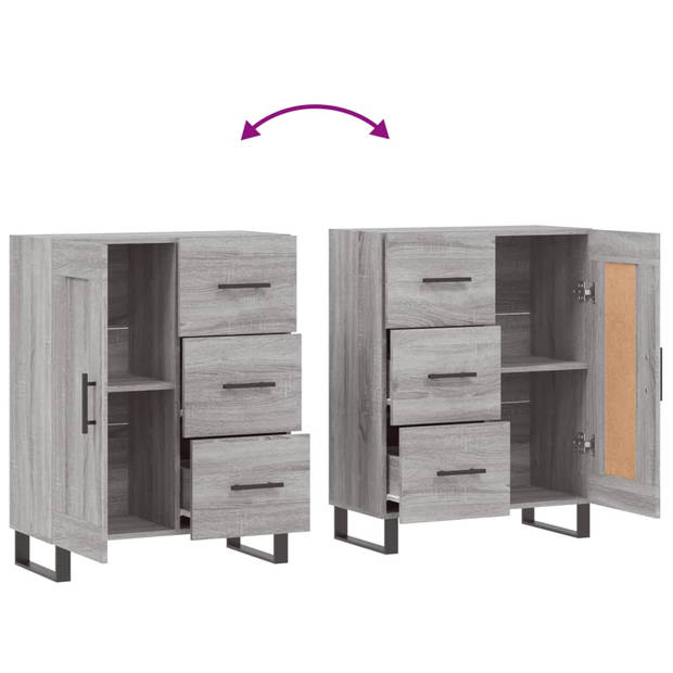 The Living Store Dressoir - Sonoma Eiken Grijs - 69.5 x 34 x 90 cm - Metalen Poten