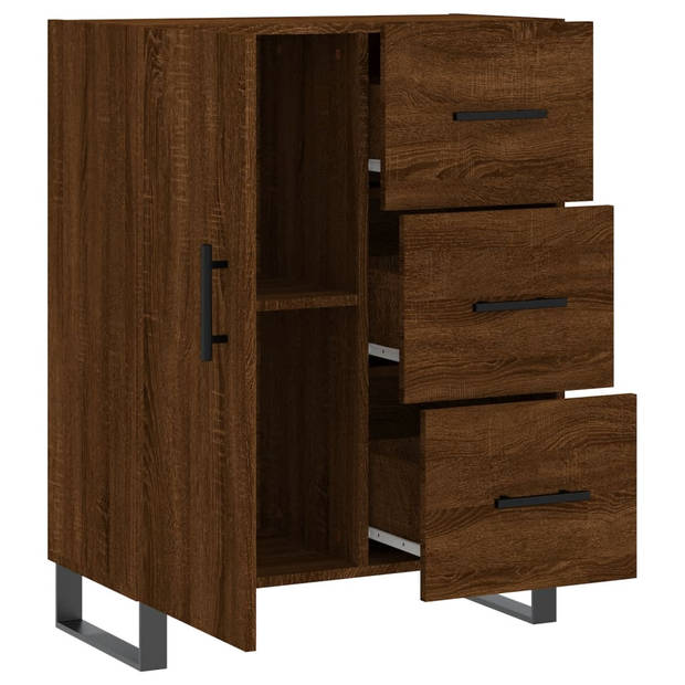 The Living Store Dressoir Bruineiken - 69.5 x 34 x 90 cm - Bewerkt hout en metaal