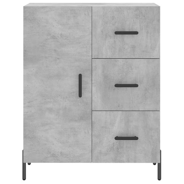 The Living Store Dressoir Betongrijs - 69.5 x 34 x 90 cm - Bewerkt hout en metaal