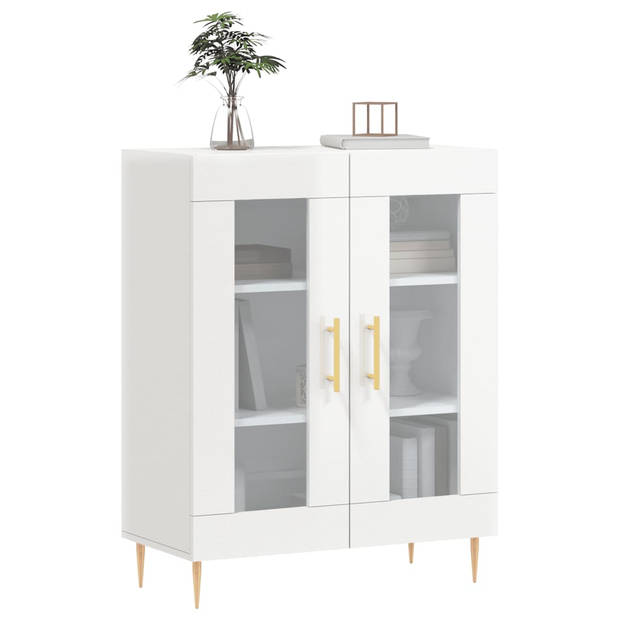 The Living Store Dressoir Wit - Glas - 69.5 x 34 x 90 cm - Duurzaam materiaal