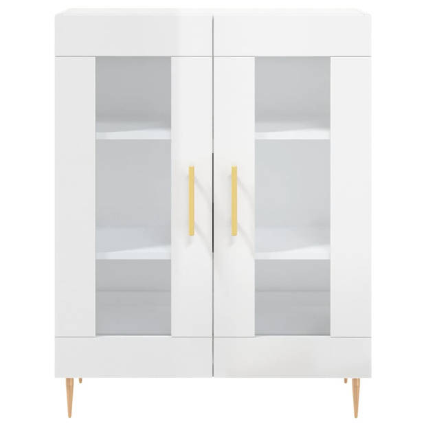 The Living Store Dressoir Wit - Glas - 69.5 x 34 x 90 cm - Duurzaam materiaal