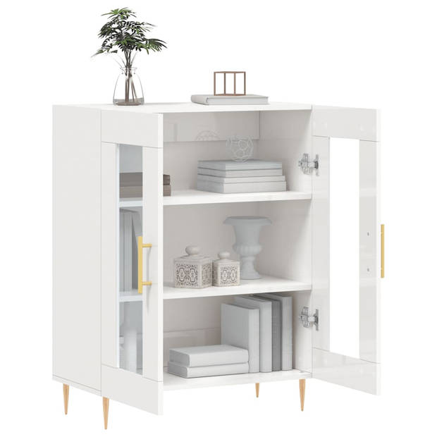 The Living Store Dressoir Wit - Glas - 69.5 x 34 x 90 cm - Duurzaam materiaal