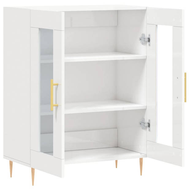 The Living Store Dressoir Wit - Glas - 69.5 x 34 x 90 cm - Duurzaam materiaal