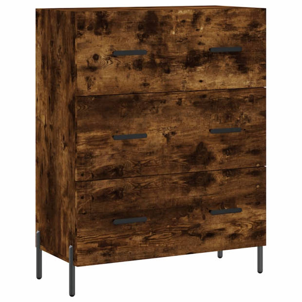 The Living Store Dressoir - Gerookt eiken - 69.5 x 34 x 90 cm - Metalen pootjes