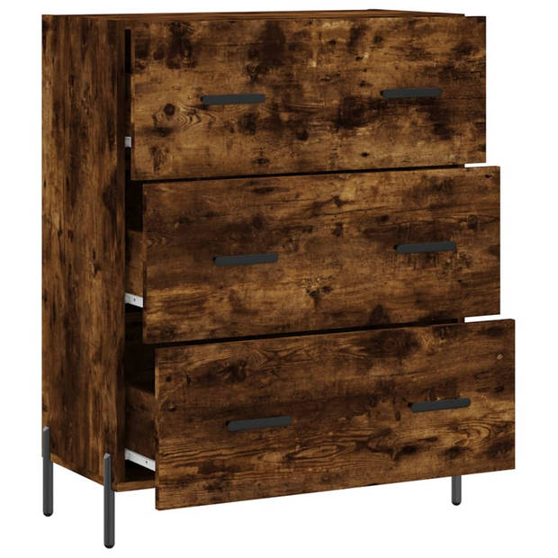 The Living Store Dressoir - Gerookt eiken - 69.5 x 34 x 90 cm - Metalen pootjes