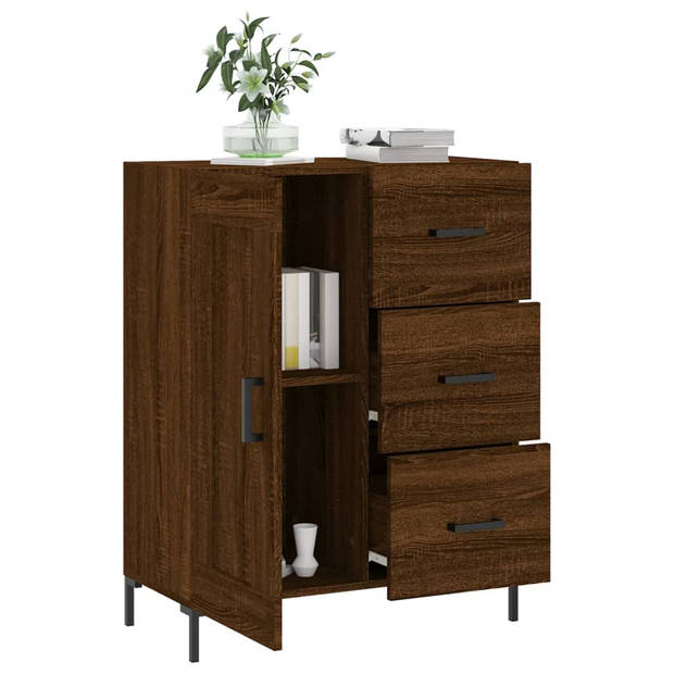 The Living Store-Dressoir-69-5x34x90-cm-bewerkt-hout-bruineikenkleurig - Keukenkast