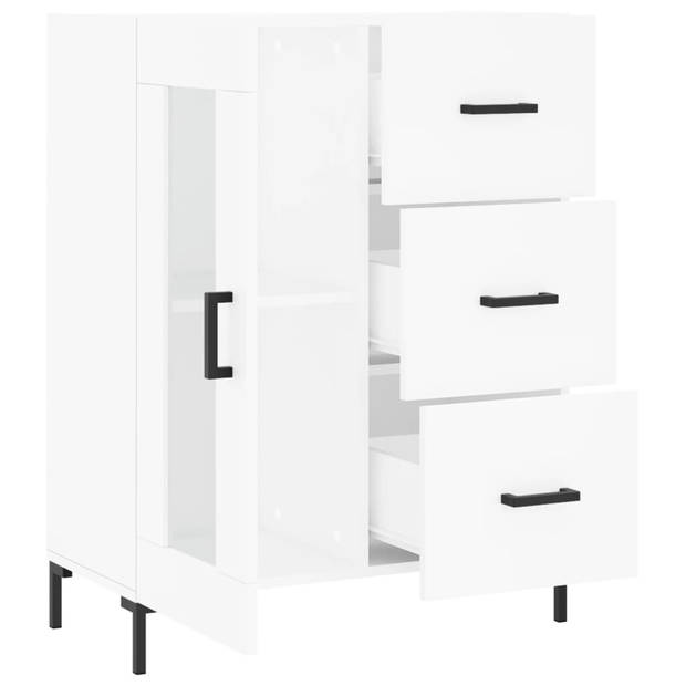 The Living Store-Dressoir-69-5x34x90-cm-bewerkt-hout-wit - Keukenkast