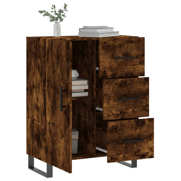 The Living Store Dressoir - Gerookt eiken - 69.5 x 34 x 90 cm - Opbergruimte - Weergavefunctie