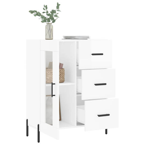 The Living Store Dressoir - Klassieke uitstraling - 69.5 x 34 x 90 cm - Hoogglans wit