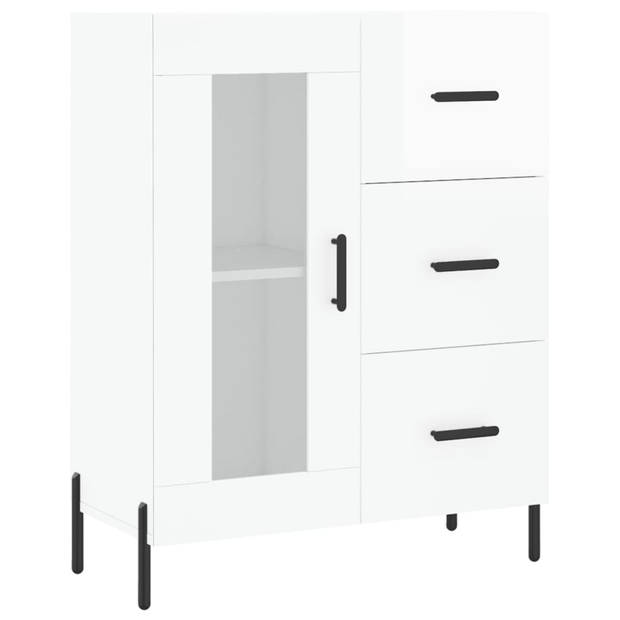 The Living Store Dressoir - Klassieke uitstraling - 69.5 x 34 x 90 cm - Hoogglans wit