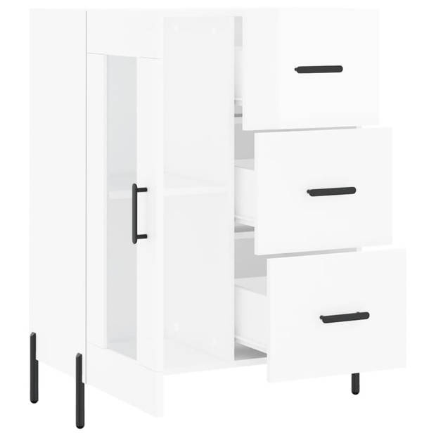 The Living Store Dressoir - Klassieke uitstraling - 69.5 x 34 x 90 cm - Hoogglans wit