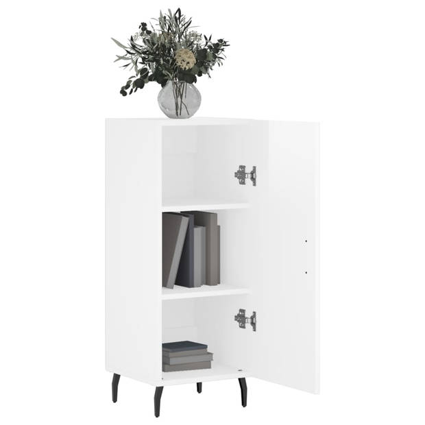 The Living Store Dressoir - Hoogglans wit - 34.5 x 34 x 90 cm - Metalen poten